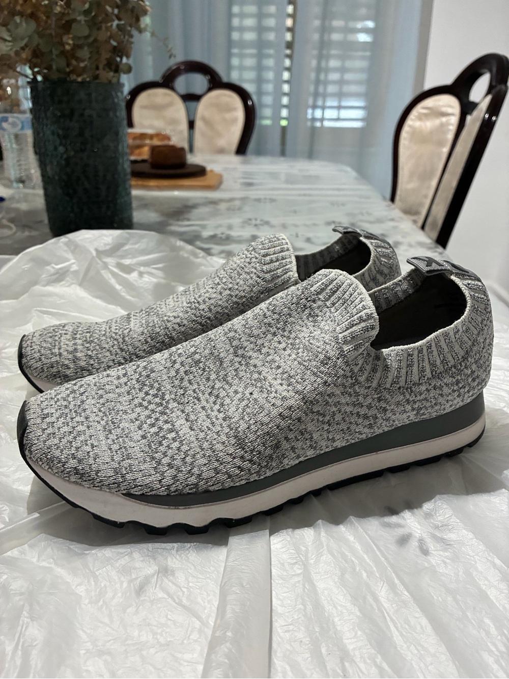 DKNY Men's Gray Knit Slip-On Sneakers